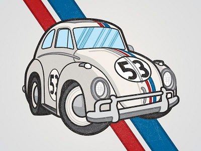 Herbie the Love Bug automobile blue bug car herbie movie race red stripe vehicle vw worn