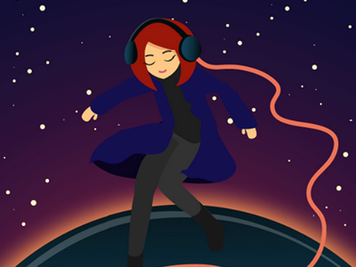 mmmusic illustration music redhead space stars