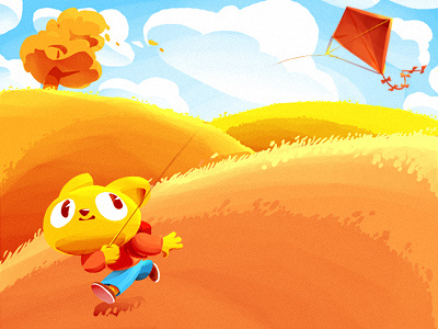 Kite children cute illustration kite orange sketches speedpaint