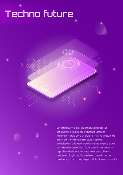 Techno poster graphic design purple