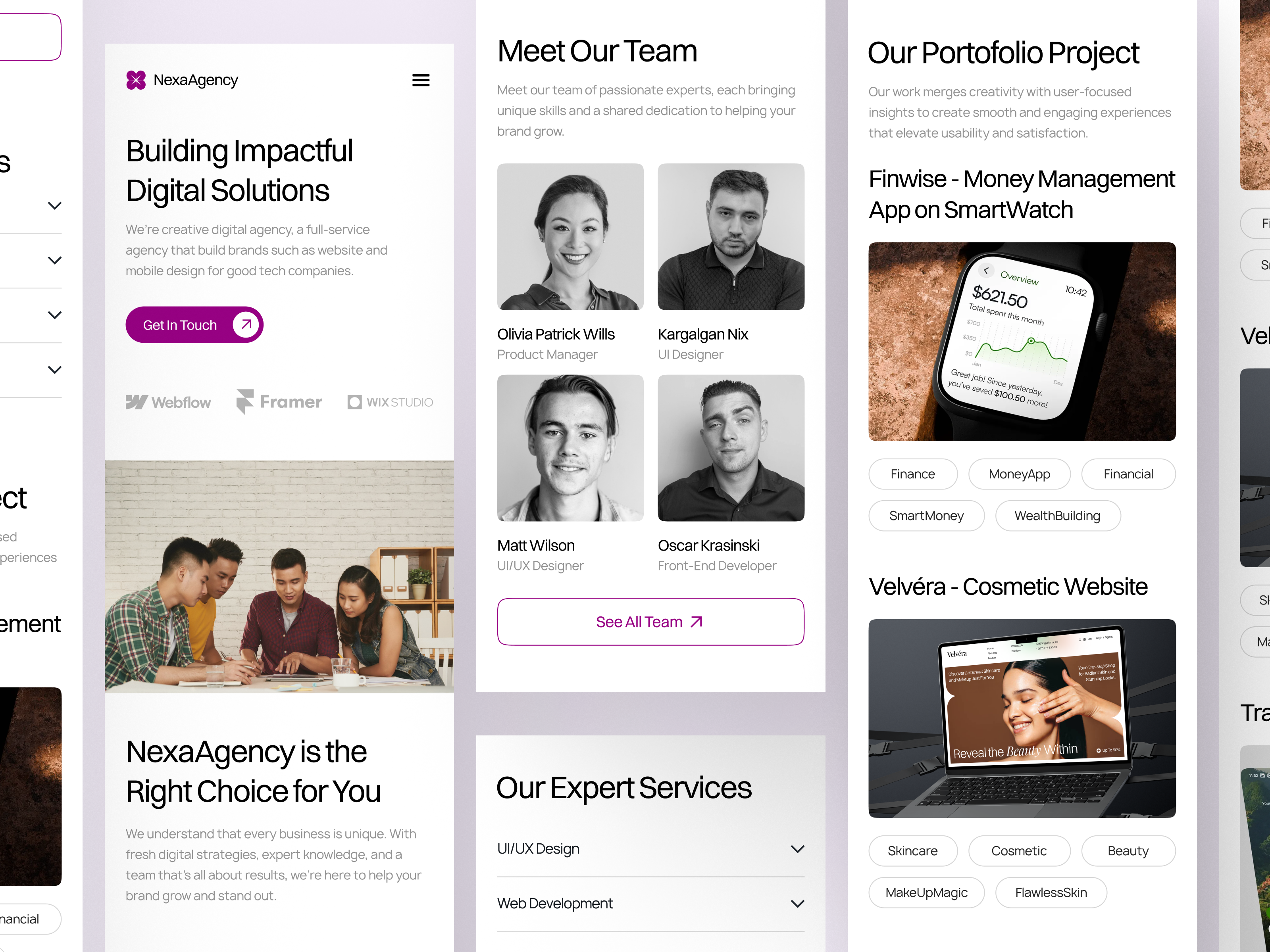 NexaAgency - Design Agency agency design figma landingpage mobile ui uiuxdesign ux website websitedesign