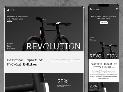 E-Bikes Website Landing Page UI Design–Modern Web Design 2025. dark dark theme e bikes e commerce e commerce template ebike landing page eco bike ecommerce shop ecommerce website homepage ui design landing page layout mock up mordren design online shopping product showcase typography user experience user interface