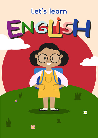 English textbook for children branding girl graphic design