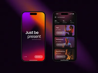 Just be present ai app breathing design fitness forsale health illustration meditation meditationapp mindfullness mindfulnessapp train ui ui design ux yoga yogaui