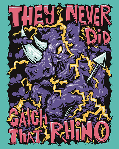 They Never Did Catch That Rhino book cover drawing illustration poster print rhino