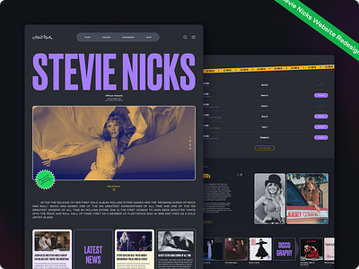 Stevie Nicks Website Redesign adaptive design adobe illustrator adobe photoshop branding dark theme figma graphic design landing page minimal music rocknroll ui visual design web design website