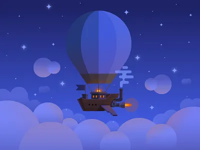 Traveler :) balloon cloud illustration ship sky