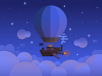 Traveler :) balloon cloud illustration ship sky