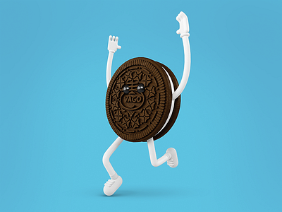 Oreo Run 3d character cookie illustration oreo render run