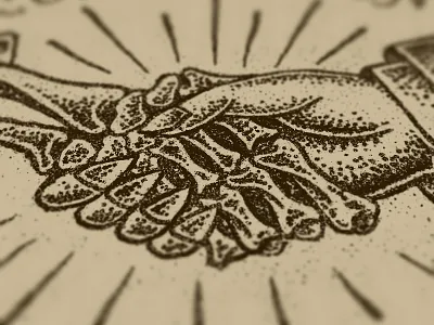 Hand shake close up texture test distressed grunge hand drawn hand shake occult skeleton tattoo vintage