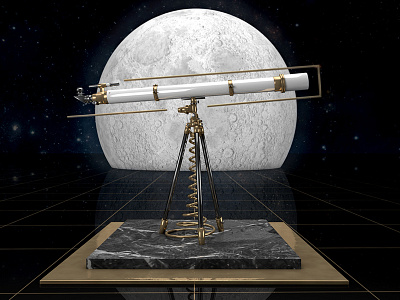 T Telescope 36 ÇDays of Type 3d gold lighting modeling telescope texturing type typography