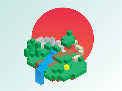 Iso gradient illustration isometric