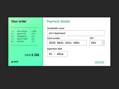 Credit Card Checkout check out credit card green okra open sans order