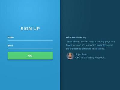 012 - Sign Up account email form login material design sign in signup testimonial