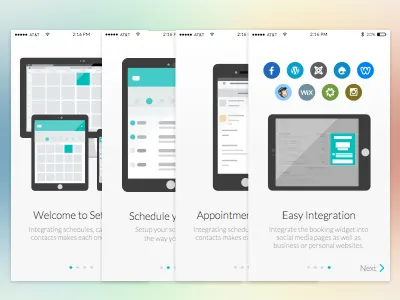 User onboarding feature set application calendar material design mobile onboarding