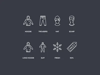 Mr. Chukcha icons clothes e commerce hat hoodie icons line sale simple stroke winter