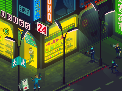 Drugstore illustration isometric pixel art