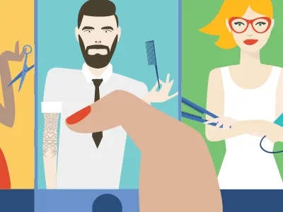 illustration - choose your stylist beauty hand phone stylist