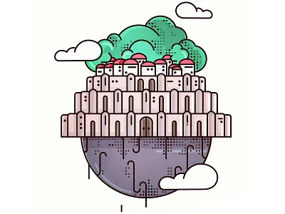 Castle in sky!! Miyazaki 1986!! anime castle dots fly simple sky