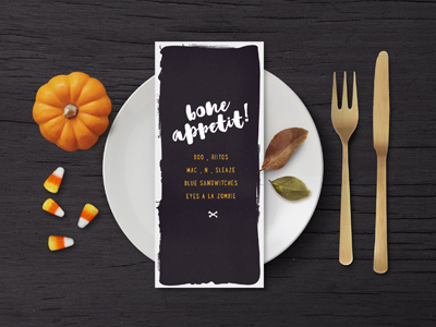 Fall Dinner Mockup autumn candy celebration dinner fall gold halloween invitation menu postcard pumpkin stationery