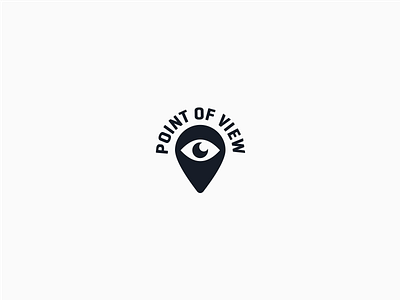 Point Of View black branding eye flat logo map modern pin point spot view