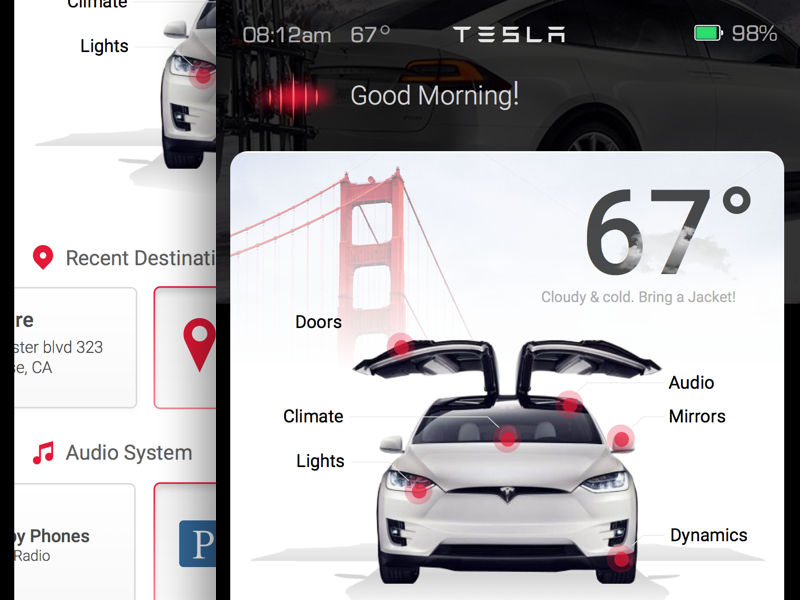 Example of Tesla Model X Dashboard