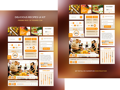 Recipe UI Kit freebie freebies psd recipes ui kit