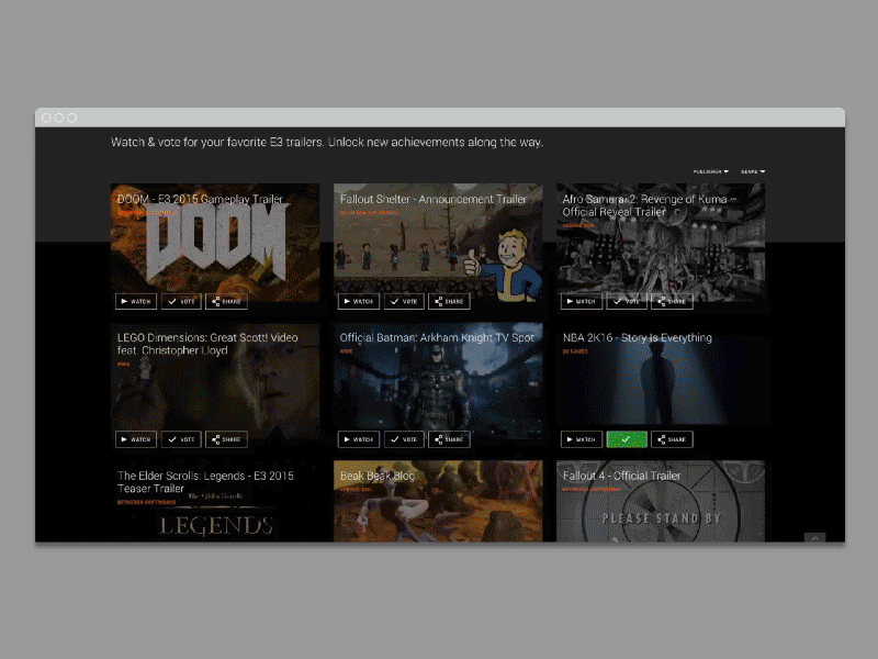 Youtube E3 Trailer Battle Website - Complete Collection 8bit animation e3 gallery games hover pixel upperquad video video games website youtube