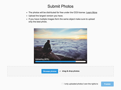 Photo Upload to Pexels drag and drop dragdrop images photos submission submit upload uploading