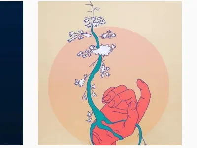 Hand 2 color hand moon tree vector