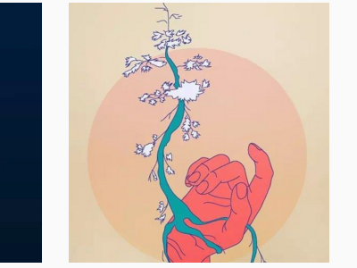 Hand 2 color hand moon tree vector