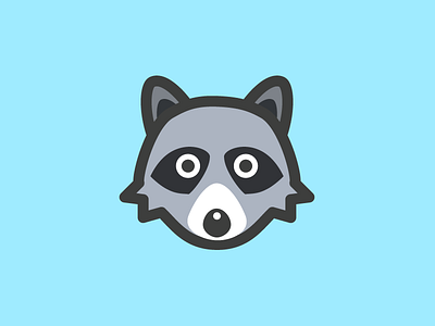 Raccoon animal blue face flat icon illustration logo mark raccoon racoon trash panda vector