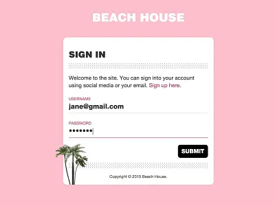 Daily UI - Day 1 dailyui form login pink
