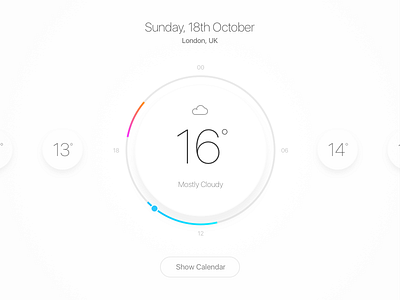 Shot 010 - Weather Widget calendar design graph interaction interface location radial stats time ui weather widget