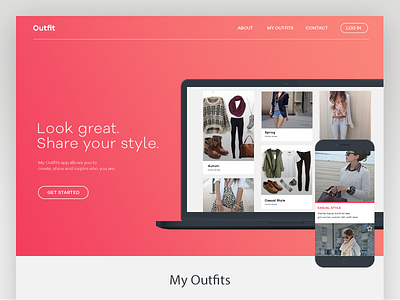 Daily UI Landing Page app dailyui design desktop land landing landing page outfit pink ui