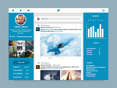 Twitter Concept blue concept design illustrator photoshop twitter wacom