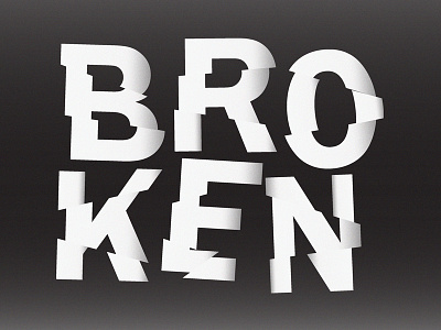 Broken black broken fractured gradient grey type white