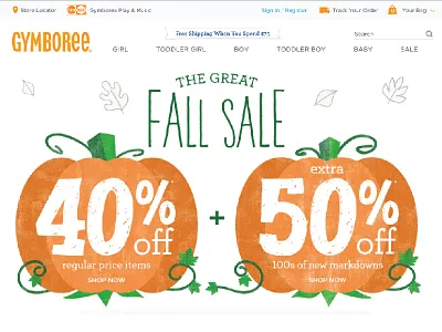 Gymboree | Website Redeisgn fall gymboree illustration leaves orange redesign texture ui uiux web website