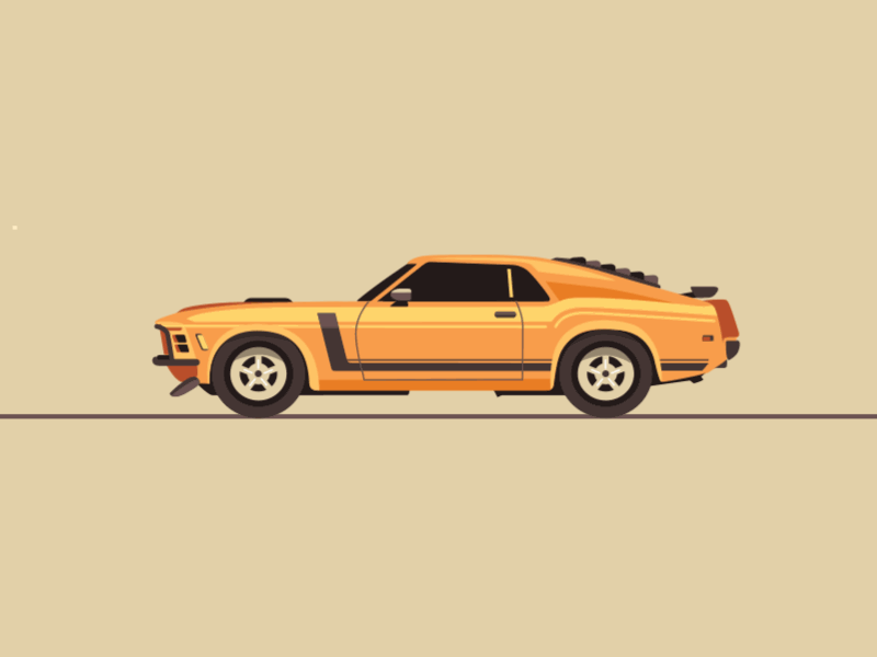 Ford Mustang after effects animation car flat ford mustang illustration loop minimalism