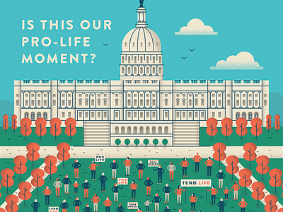 Editorial Cover building capitol cover editorial illustration magazine people protest trees vector