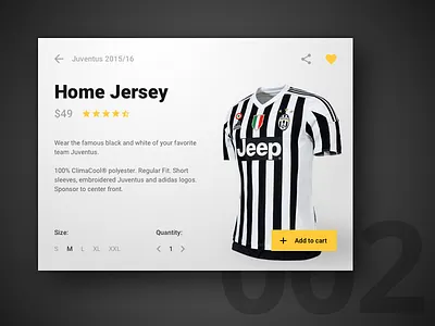 Day 2 - Product Card 100 day challenge card challenge dailyui design football juventus material minimal ui user interface