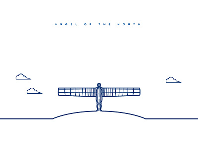 Angel Of The North angel of the north clouds illustration illustrator line art uk