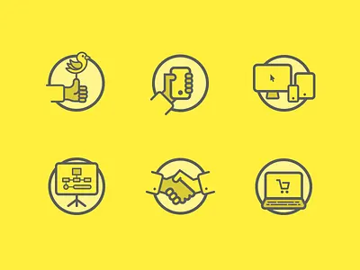 Flat Icons Yellow Theme apple bird computer ecommerce flat icons iphone minimal phone set social tablet