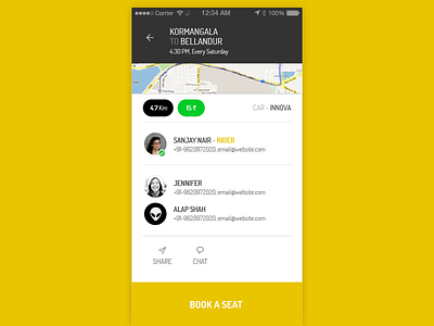 Ride Details - Spaceship app app apple application carpool clean design flat rideshare simple ui ux yellow