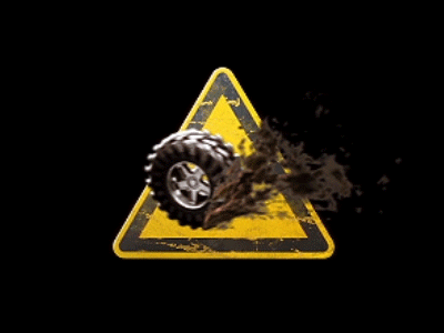 Muddy Wheel animation car glitch icon loop mud warning wheel