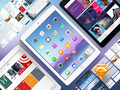 iOS 9 GUI iPad gui ios 9 ipad air ipad pro sketch ui kit vector