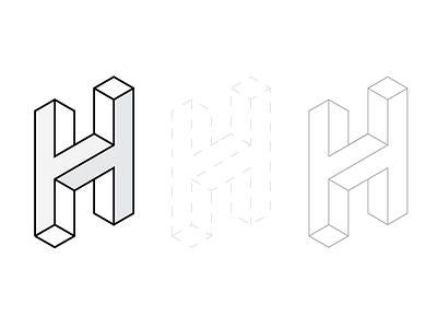 HH Isometric Personal Branding Logo + variants h isometric letters logo personal brand