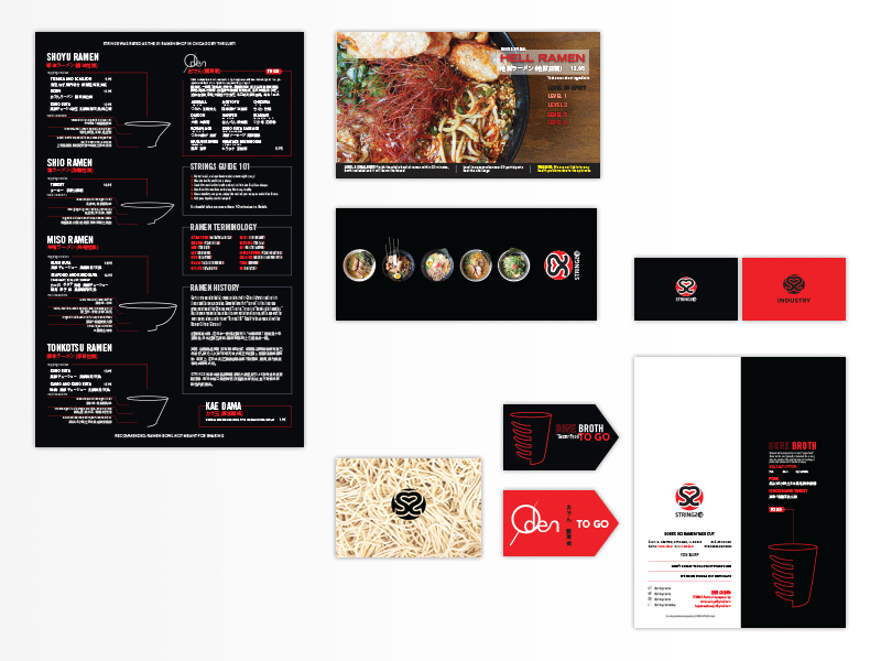 Strings Ramen branding design food menu ramen strings ramen