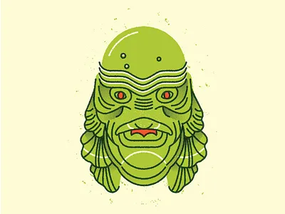 Creature From the Black Lagoon creature halloween illustration lagoon line texture