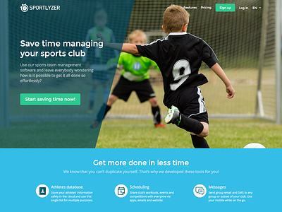 Sportlyzer New blue homepage landing page photo sports